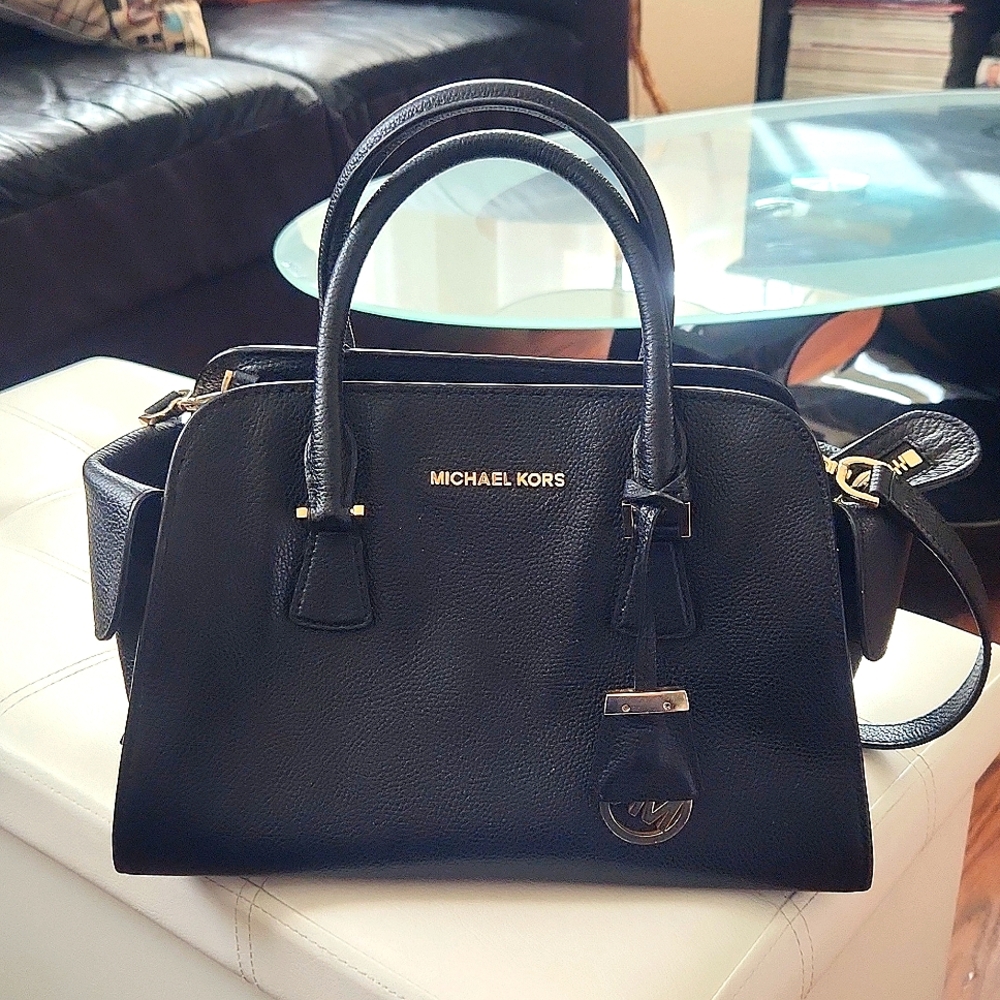 Michael Kors Black Pebble Leather Satchel Handbag Crossbody
